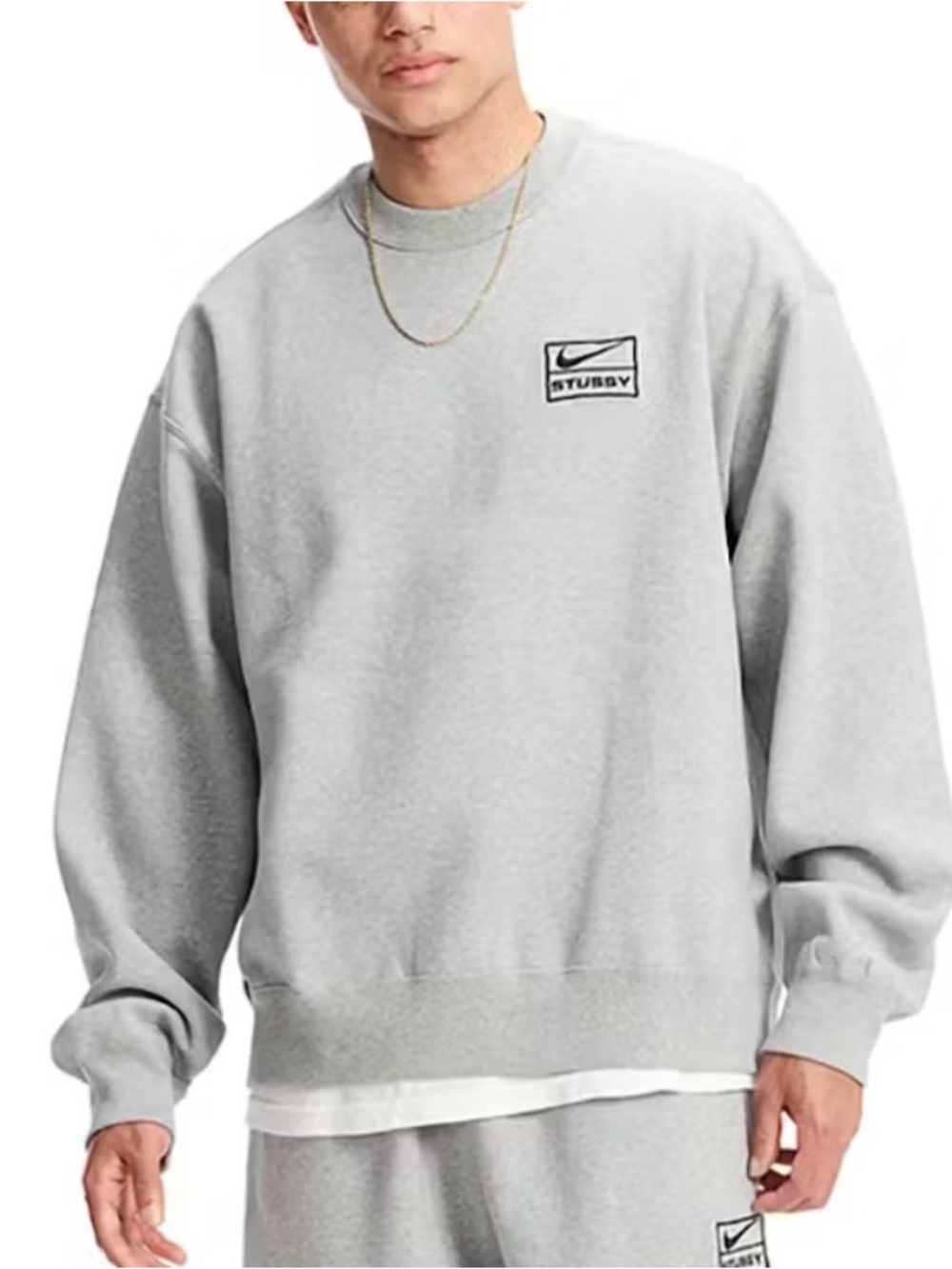 Stussy x Nike Air World Tribe Gray Crewneck Sweater Sweatshirt Men’s Unisex Sz S